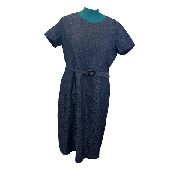 1950s Plus Size Iridescent Brocade Sheath Dress – Vintage Size 22 Work & Evening - Picture 2 of 16